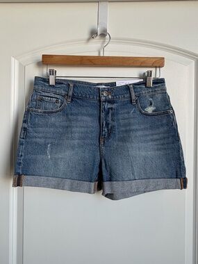 LOFT Rolled Cuff Distressed Jean Shorts